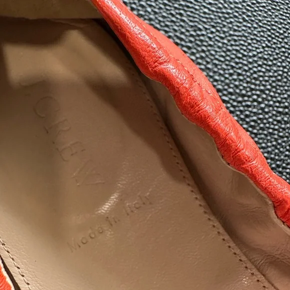 J. Crew Orange Leather Flats with Black Bow - Picture 5 of 7